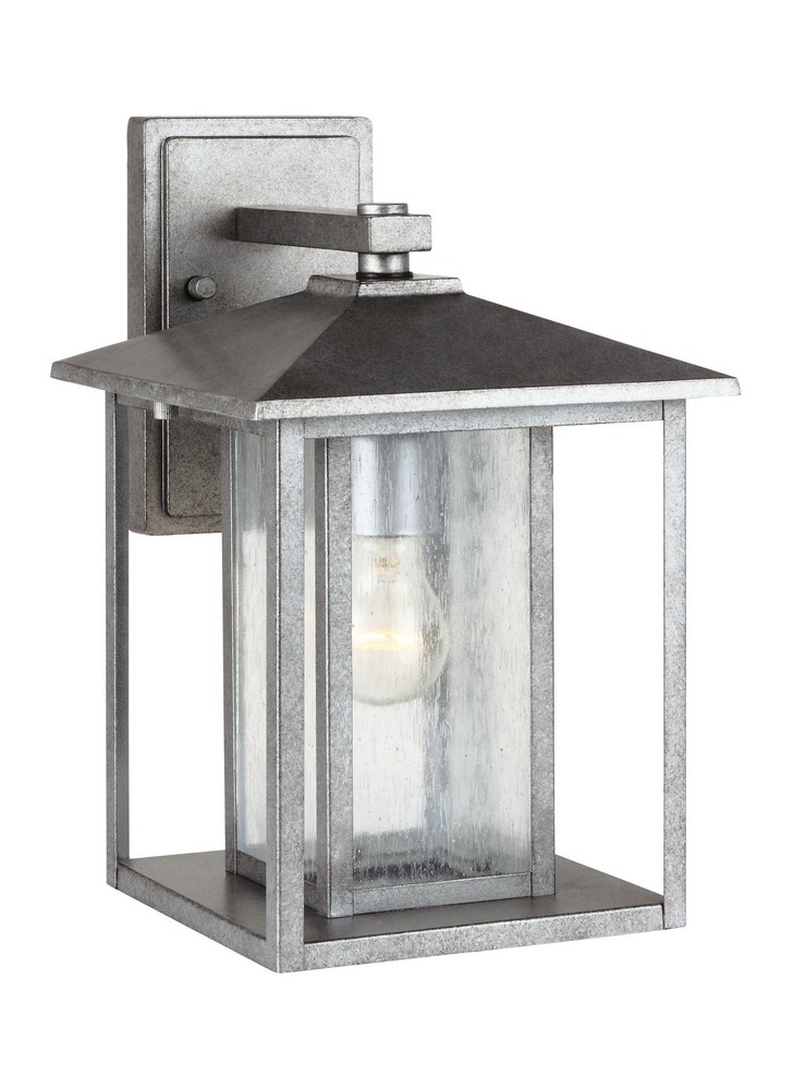 Sea Gull Lighting-88027-57-Hunnington - One Light Large Outdoor Wall Lantern in Contemporary Style - 9 inches wide by 14 inches high Weathered Pewter  Weathered Pewter Finish with Clear Seeded Glass