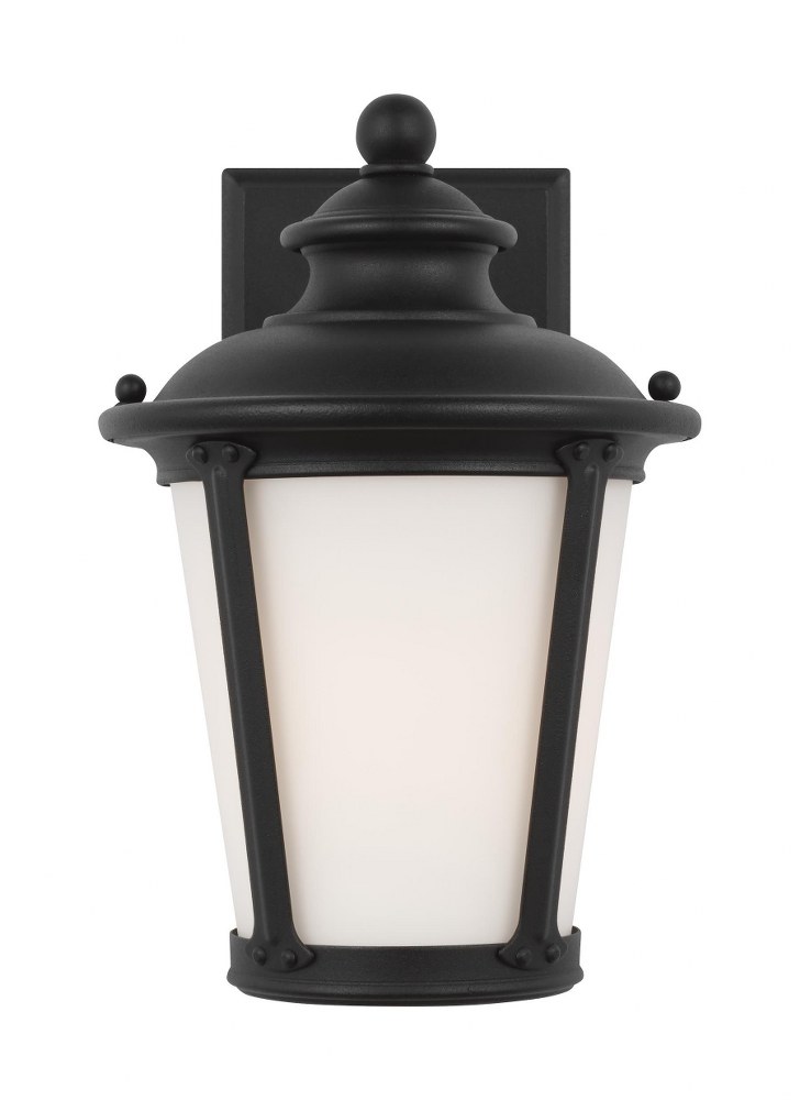 Sea Gull Lighting-88240-12-Cape May - 1 Light Small Outdoor Wall Lantern in Traditional Style - 7 inches wide by 10.5 inches high Black Incandescent Black Finish With Etched/White Glass