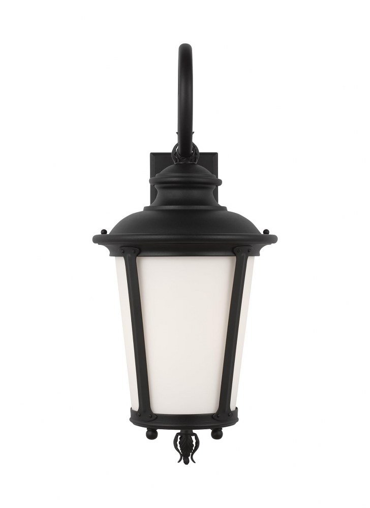 Sea Gull Lighting-88242EN3-12-Cape May - 1 Light Large Outdoor Wall Lantern in Traditional Style - 11 inches wide by 26.25 inches high Black LED Black Finish With Etched/White Glass