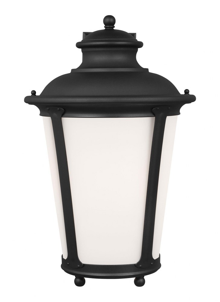 Sea Gull Lighting-88244-12-Cape May - 1 Light Outdoor Wall Lantern in Traditional Style - 13 inches wide by 20.25 inches high Black Incandescent Black Finish with Etched/White Glass