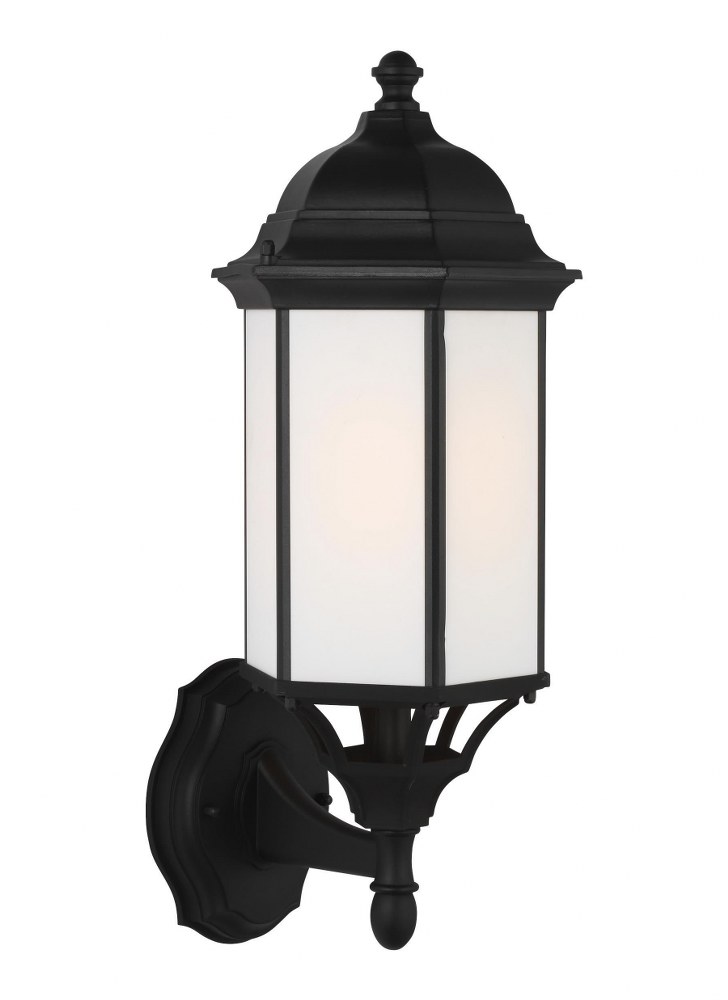 Sea Gull Lighting-8838751EN3-12-Sevier - 1 Light Medium Outdoor Wall Lantern in Traditional Style - 8.13 inches wide by 19.38 inches high Black LED Black Finish with Satin Etched Glass