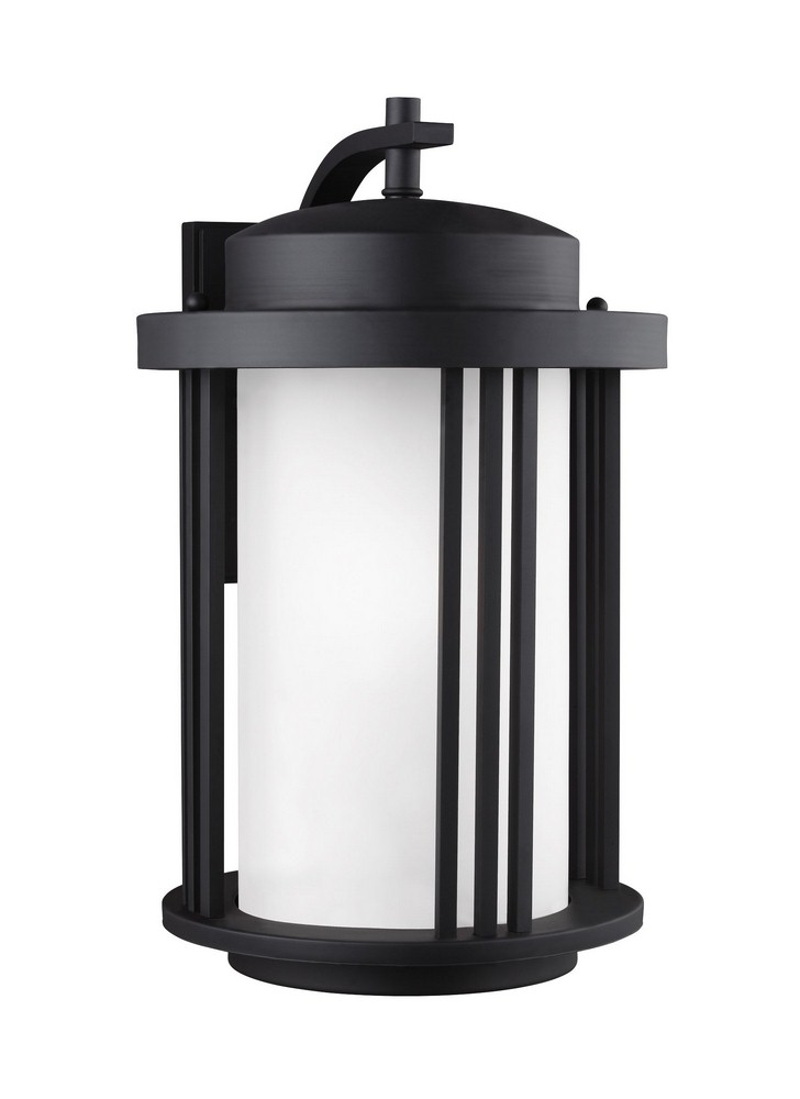 Sea Gull Lighting-8847901-12-Crowell - One Light Large Outdoor Wall Lantern in Contemporary Style - 12 inches wide by 19.56 inches high Black Incandescent Antique Bronze Finish with Creme Parchment Gl