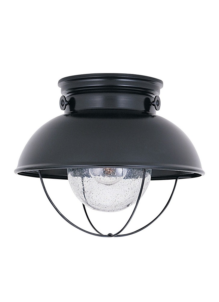 Sea Gull Lighting-8869-12-Sebring Transitional 1 Light Outdoor Ceiling Fixture in Transitional Style - 11 inches wide by 9.25 inches high Black Incandescent Black