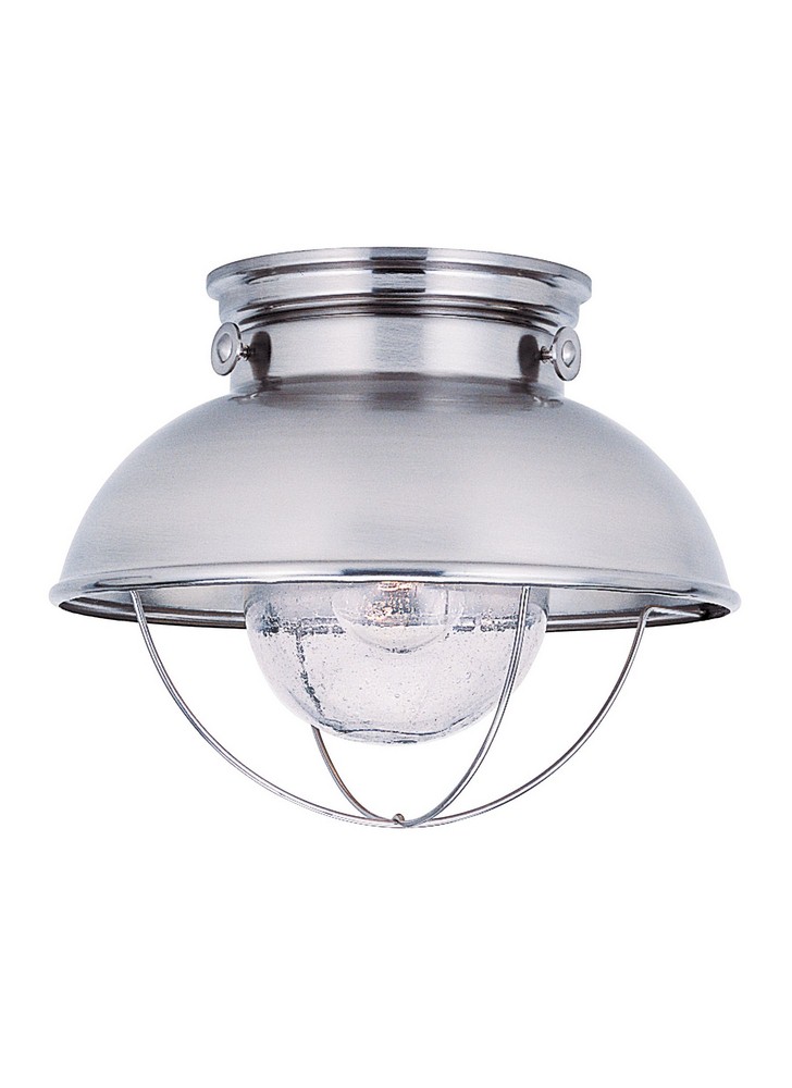 Sea Gull Lighting-8869-98-Sebring Transitional 1 Light Outdoor Ceiling Fixture in Transitional Style - 11 inches wide by 9.25 inches high Brushed Stainless Incandescent Black