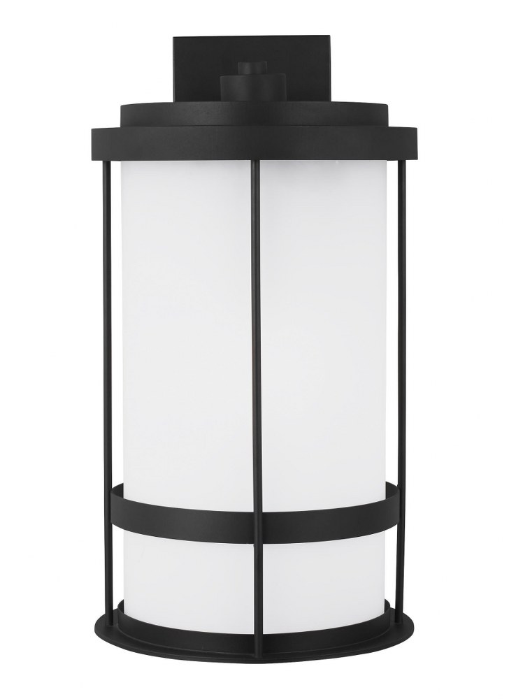 Sea Gull Lighting-8890901DEN3-12-Wilburn - 1 Light Extra Large Outdoor Wall Lantern Darksky Compliant - 12.63 inches wide by 24 inches high Black LED Black Finish with Satin Etched Glass