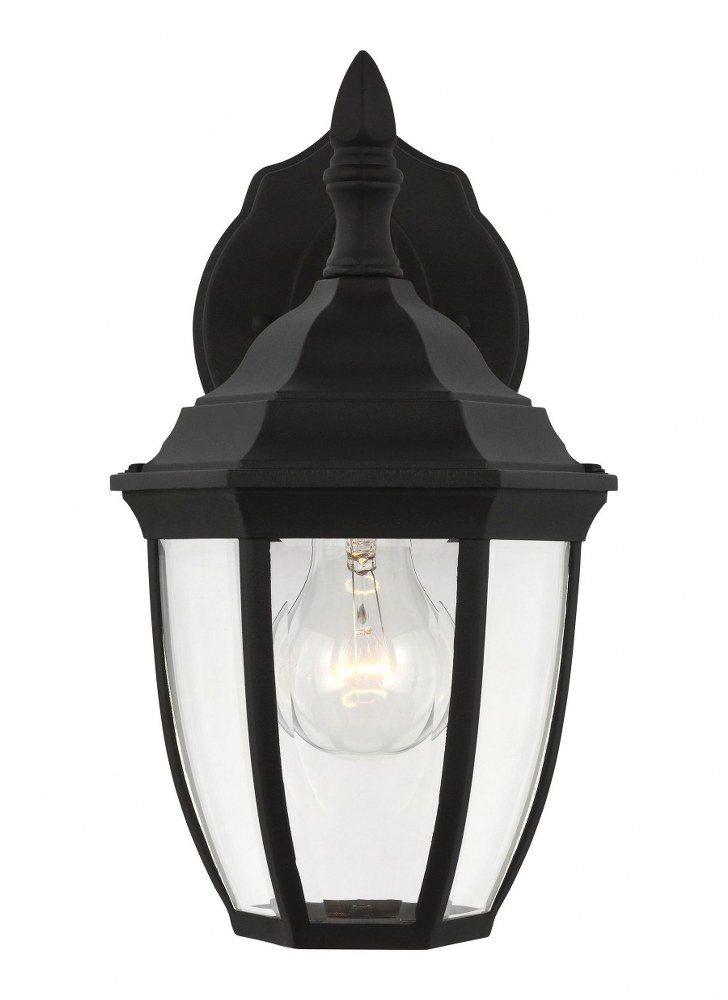 Sea Gull Lighting-88936-12-Bakersville - 1 Light Small Outdoor Wall Lantern in Traditional Style - 6.5 inches wide by 11 inches high Black Incandescent Black Finish with Clear Beveled Glass