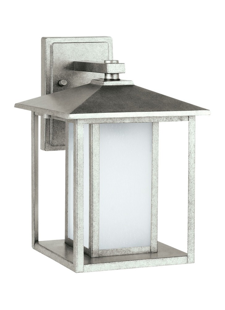 Sea Gull Lighting-89031-57-Hunnington - 100W One Light Outdoor Wall Lantern in Contemporary Style - 9 inches wide by 14 inches high Weathered Pewter Incandescent Weathered Pewter Finish with Etched Se