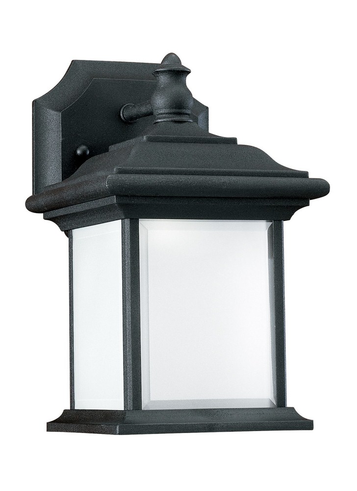 Sea Gull Lighting-89101-12-Wynfield - 100W One Light Outdoor Wall Lantern in Traditional Style - 6 inches wide by 9.75 inches high Black Incandescent Black Finish with Frosted Glass