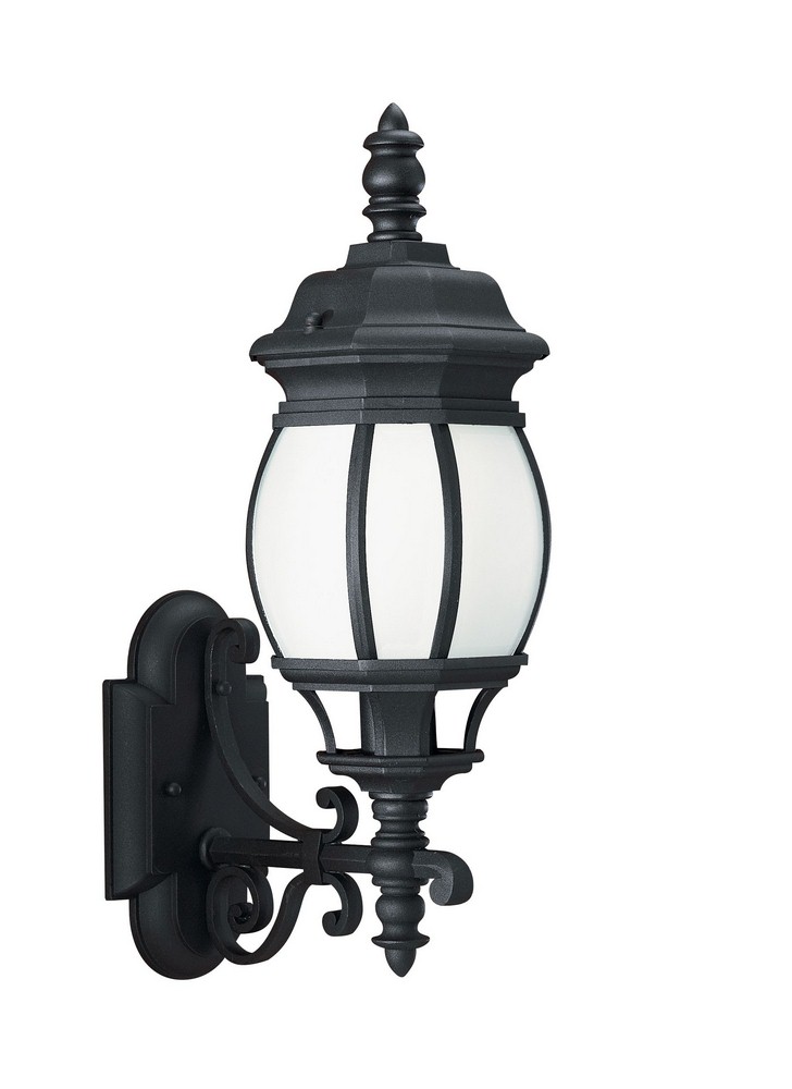 Sea Gull Lighting-89102-12-Wynfield - 19.75 Inch 100W One Light Outdoor Wall Lantern Black Incandescent Black Finish with Frosted Glass