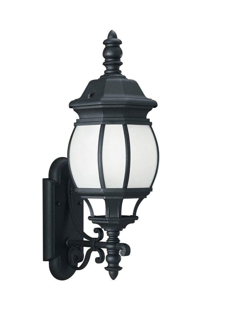 Sea Gull Lighting-89103-12-Wynfield - 100W One Light Outdoor Wall Lantern in Traditional Style - 7.75 inches wide by 23.5 inches high Black Incandescent Black Finish with Frosted Glass