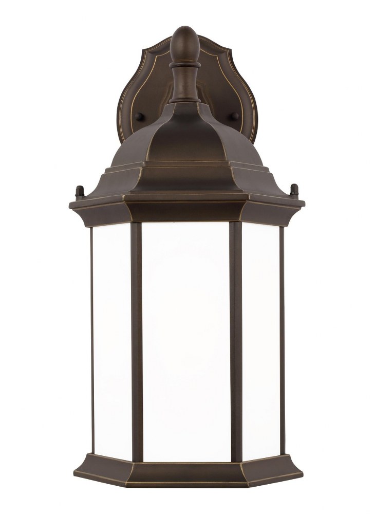 Sea Gull Lighting-8938751EN3-71-Sevier - 1 Light Medium Outdoor Downlight Wall Lantern in Traditional Style - 8.13 inches wide by 15.88 inches high Antique Bronze LED Black Finish with Satin Etched Gl