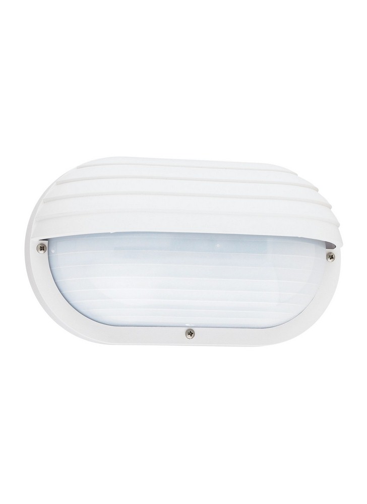 Sea Gull Lighting-89805-15-Bayside - 60W One Light Outdoor Wall Lantern White Incandescent White Finish with Frosted Ribbed Glass