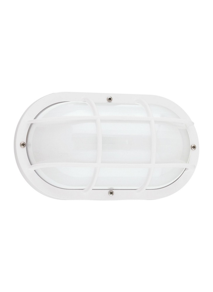 Sea Gull Lighting-89806-15-Bayside - 60W One Light Outdoor Wall Lantern in Traditional Style - 10 inches wide by 5 inches high White Incandescent White Finish with Frosted Ribbed Glass