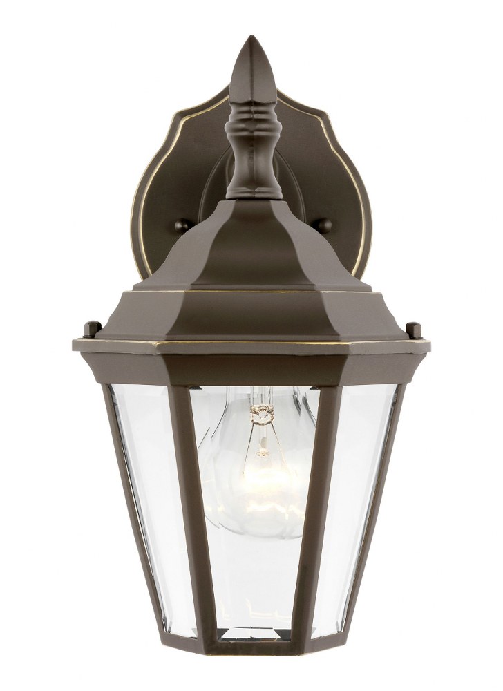 Sea Gull Lighting-89937-71-Bakersville - 1 Light Small Outdoor Wall Lantern   Antique Bronze Finish with Satin Etched Glass