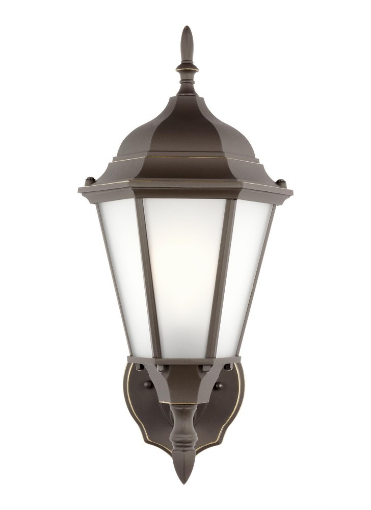 Sea Gull Lighting-89941-71-Bakersville - 100W One Light Outdoor Wall Lantern in Traditional Style - 7.75 inches wide by 17 inches high Antique Bronze Incandescent Black Finish with Satin Etched Glass