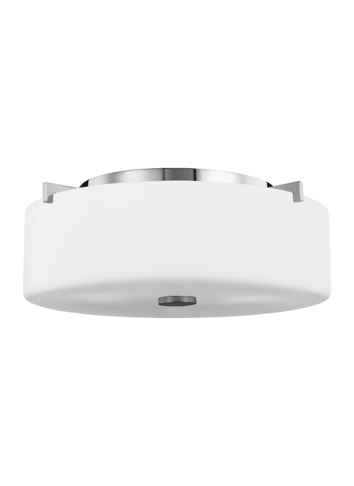 Sea Gull Lighting-FM313EN3/CH-Sunset Drive - Two Light Flush Mount Chrome LED Chrome Finish with White Glass