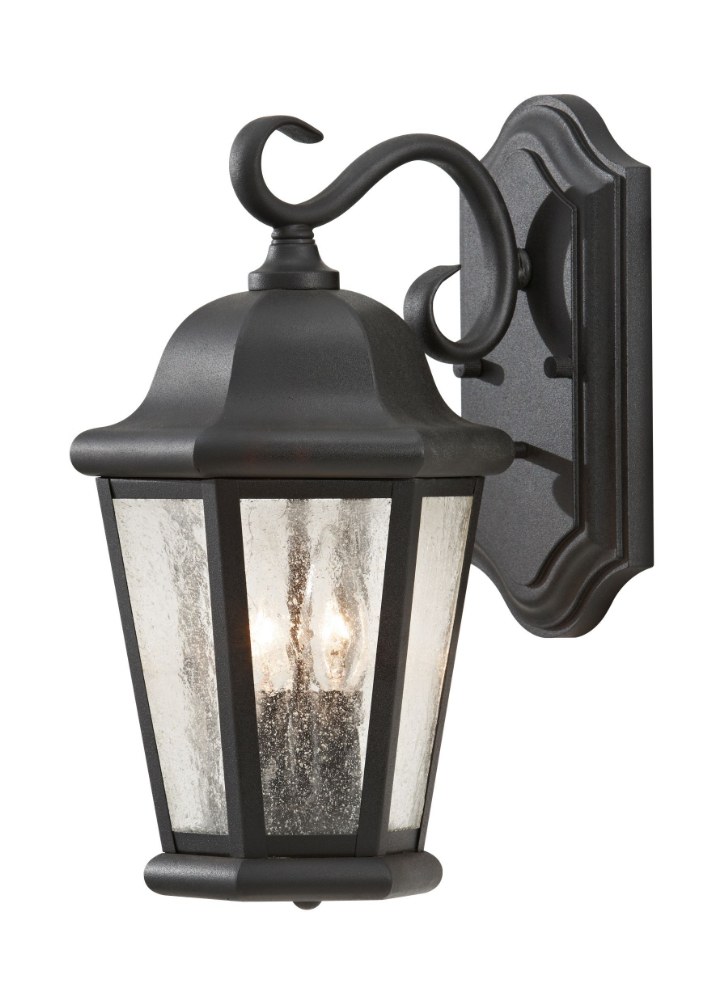 Sea Gull Lighting-OL5901EN/BK-Martinsville - Two Light Outdoor Wall Lantern Black LED Corinthian Bronze Finish with Clear Seeded Glass