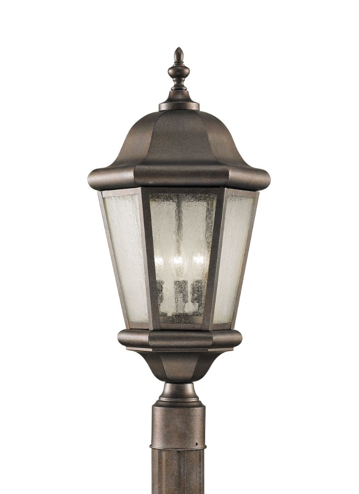 Sea Gull Lighting-OL5907EN/CB-Martinsville - Three Light Outdoor Post Mount Corinthian Bronze LED Corinthian Bronze Finish with Clear Seeded Glass