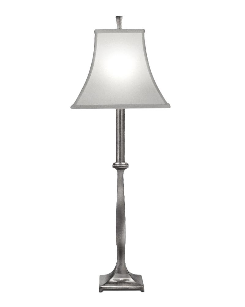 Stiffel-BL-6661-AN-One Light Buffet Lamp   Antique Nickel Finish with Off White Silk Shantung Shade