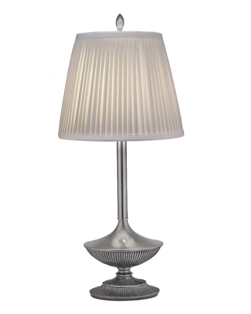 Stiffel-BL-A965-PW-One Light Buffet Lamp   Pewter Finish with Off White Camelot Side Pleat Shade