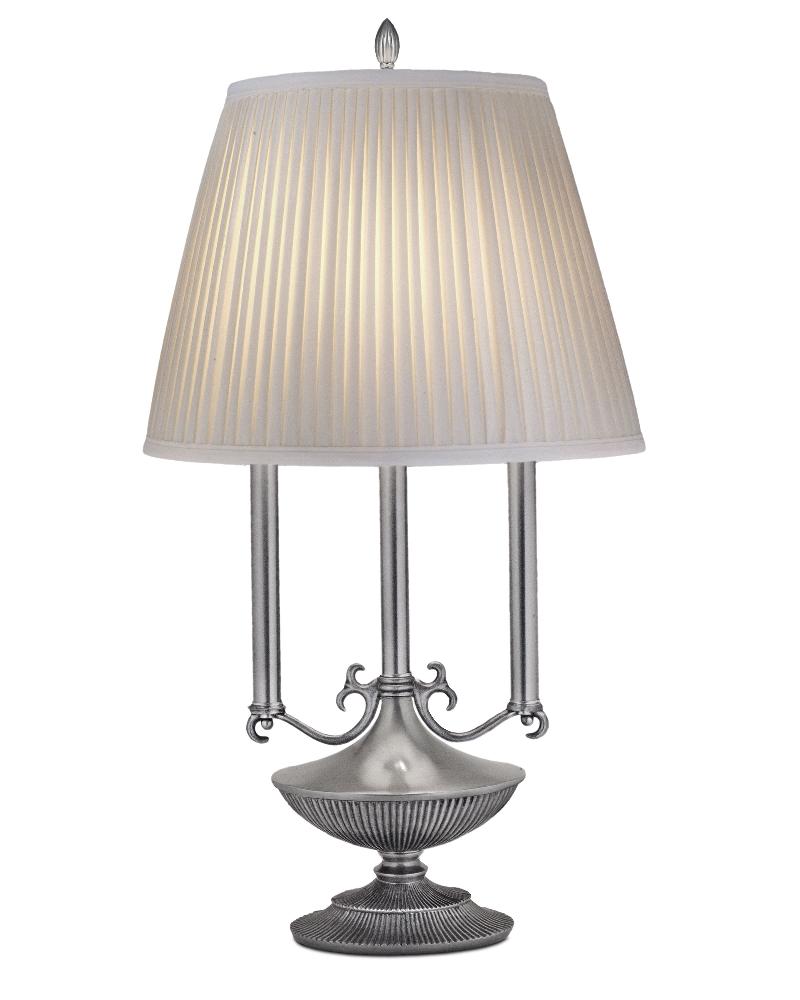 Stiffel-DL-A965-2-PW-One Light Desk Lamp   Pewter Finish with Off White Camelot Side Pleat Shade