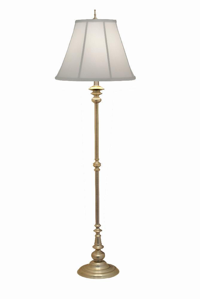 Stiffel-FL-1320-N4555-MS-One Light Floor Lamp   Milano Silver Finish with Off White Silk Shade