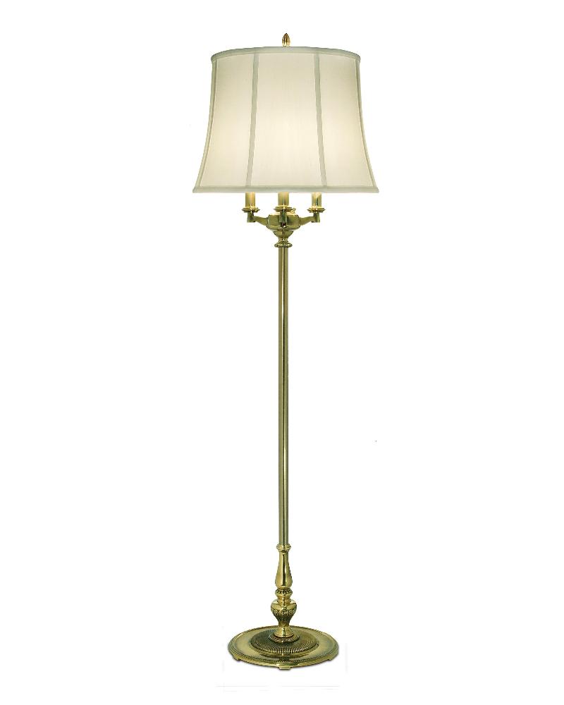 Stiffel-FL-A2034-A672-BB-Four Light Floor Lamp   Burnished Brass Finish with Off White Silk Shade