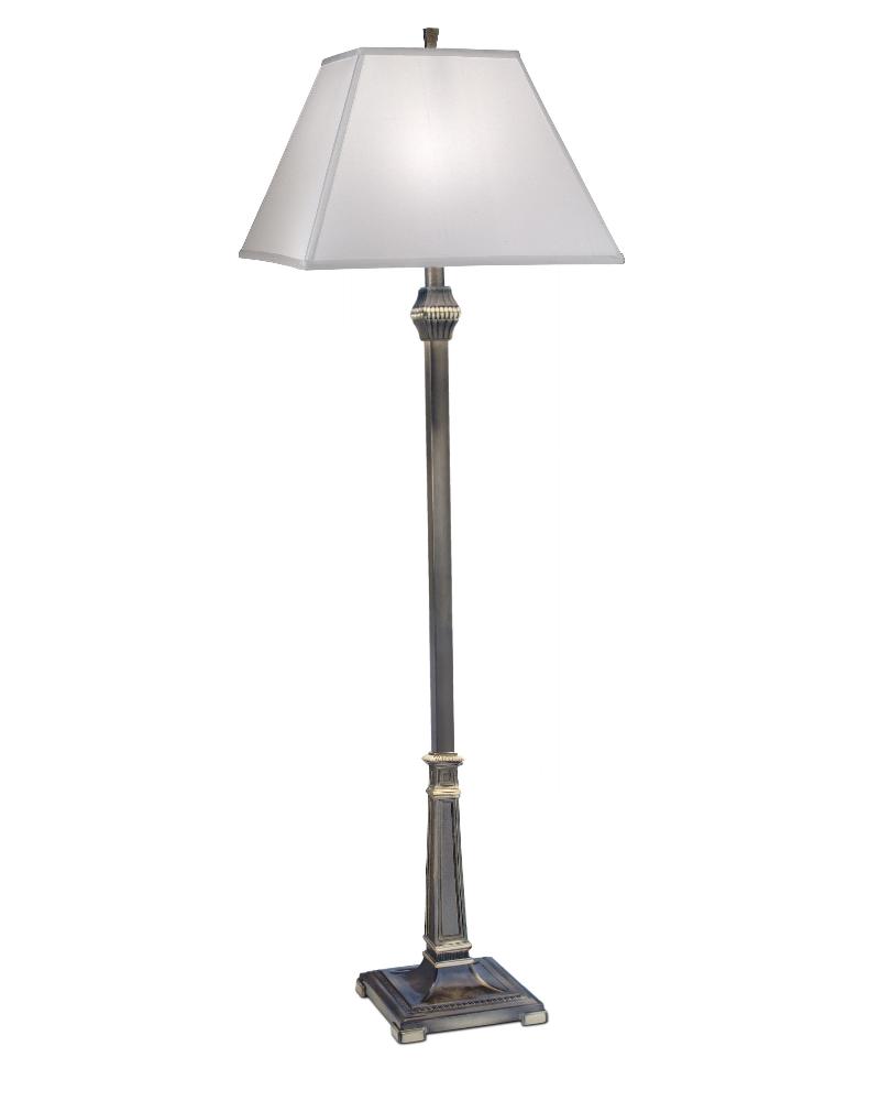 Stiffel-FL-AC2027-AC2026-RB-One Light Floor Lamp   Roman Bronze Finish with Off White Silk Shantung Hardback Shade