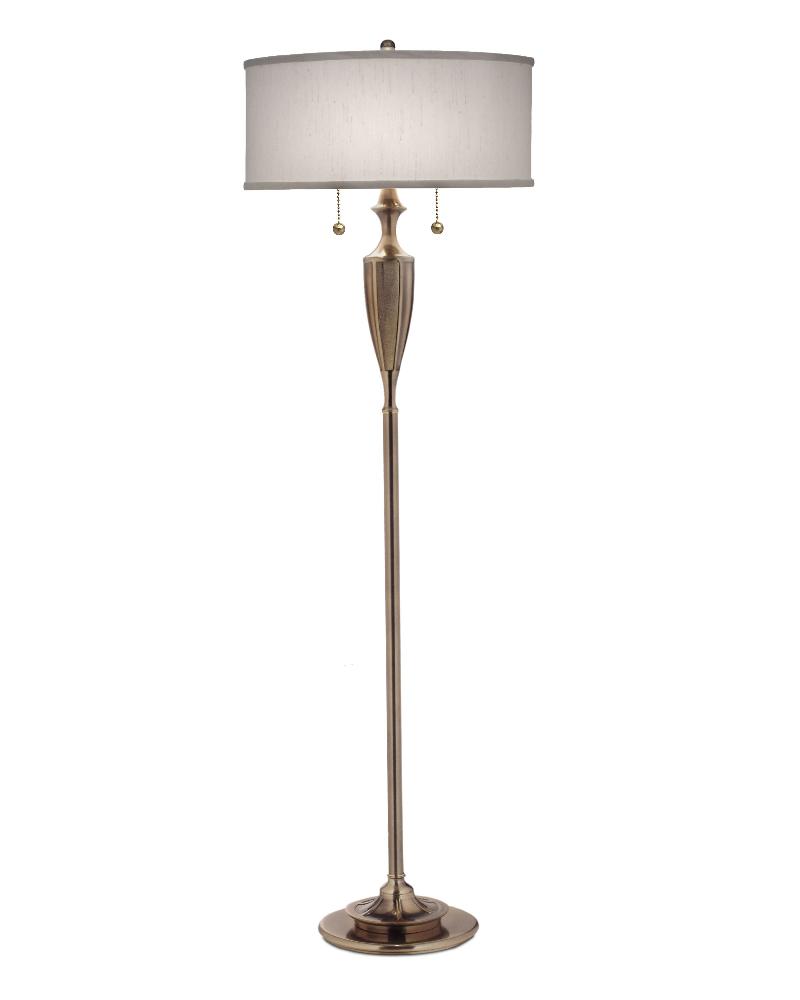 Stiffel-FL-K6184-K3058-BB-One Light Floor Lamp   Burnished Brass Finish with Geneva Linen Ash Shade