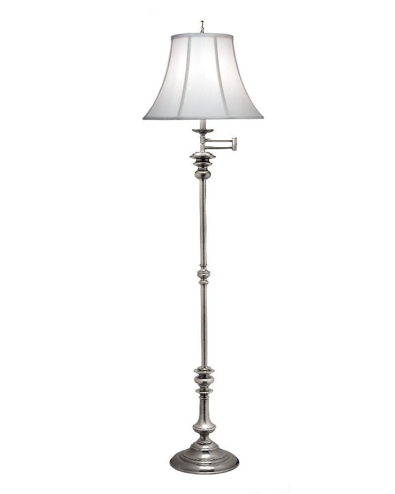 Stiffel-SWFL-1320-K9079-AN-One Light Swing Arm Floor Lamp   Antique Nickel Finish with Off White Silk Shade