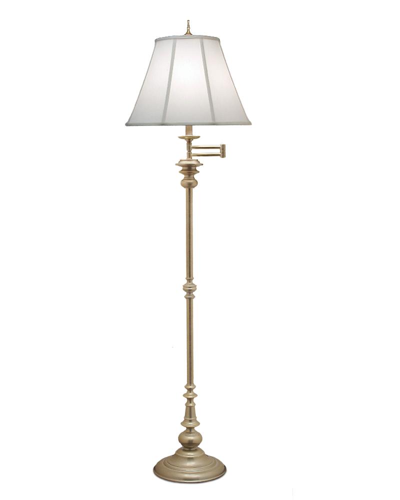 Stiffel-SWFL-1320-N4555-MS-One Light Swing Arm Floor Lamp   Milano Silver Finish with Off White Silk Shade
