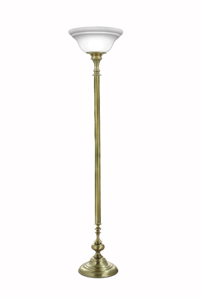 Stiffel-TCH-1320-C422-SB-One Light Torchierre Lamp   Satin Brass Finish with Opal Glass