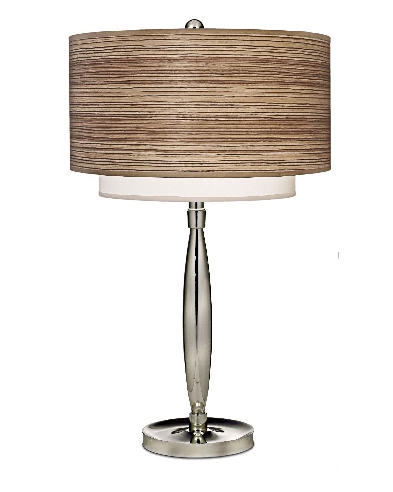 Stiffel-TL-6671-N8563-PN-One Light Table Lamp   Polished Nickel Finish with Zebrawood/Off White Camelot Shade