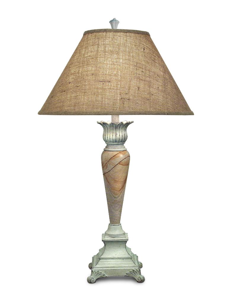 Stiffel-TL-6697-6698-DW-One Light Table Lamp   Distressed White Finish with Natural Burlap Shade