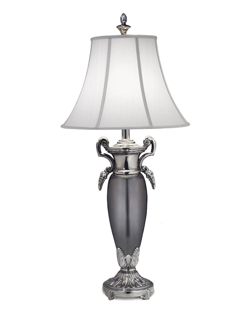 Stiffel-TL-6742-6744-PNB-One Light Table Lamp   Black Antique/Black Nickel Finish with Off White Silk Shade