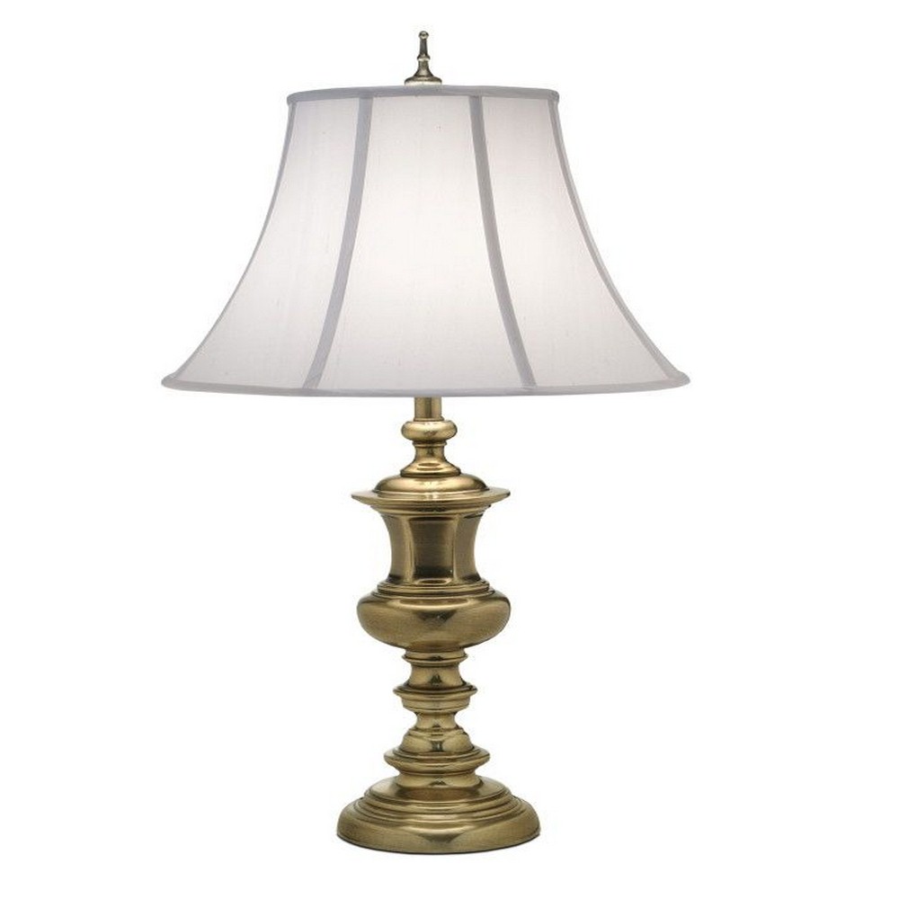 Stiffel-TL-A589-A726-BB-One Light Table Lamp   Burnished Brass Finish with Pearl Supreme Satin Shade