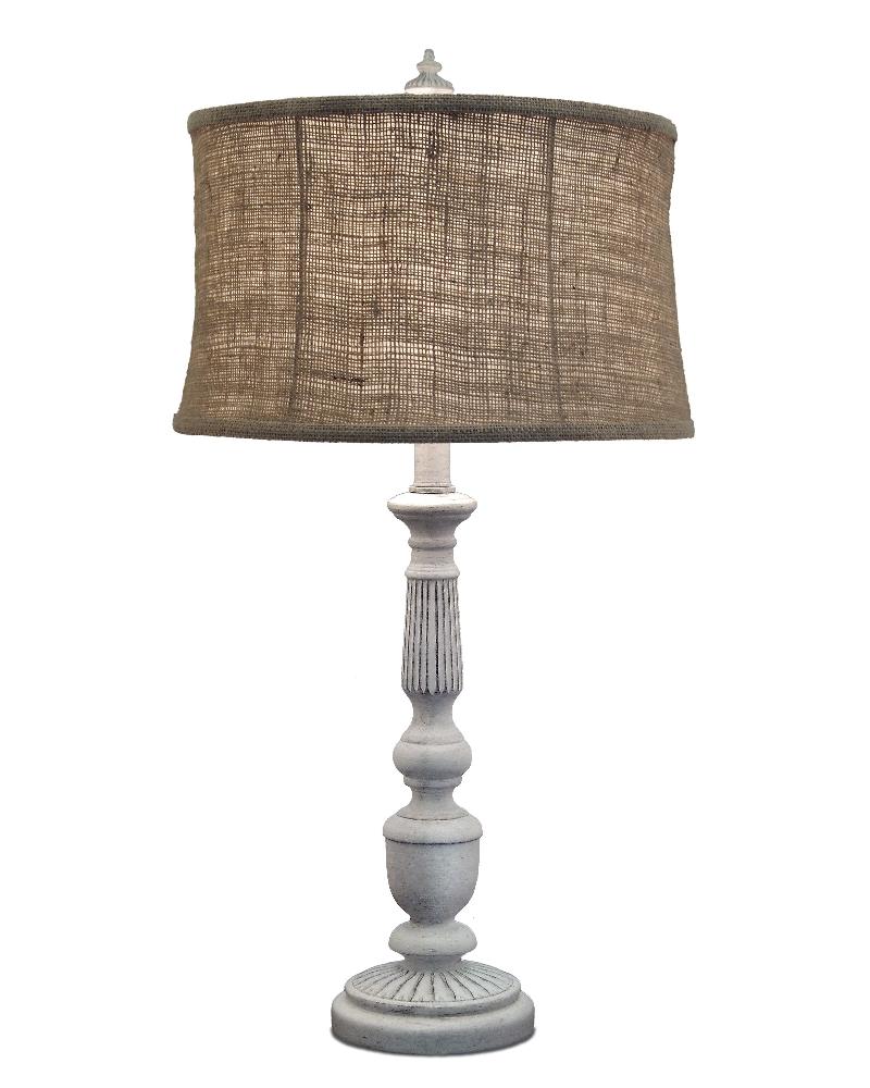 Stiffel-TL-A667-DW-One Light Table Lamp   Distressed White Finish with Natural Burlap Shade