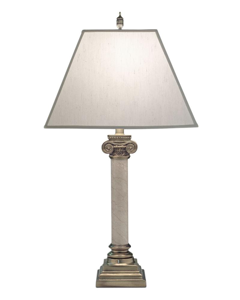 Stiffel-TL-A820-K7132-BB-One Light Table Lamp   Burnished Brass/Botticino Finish with Pearl Supreme Satin Shade