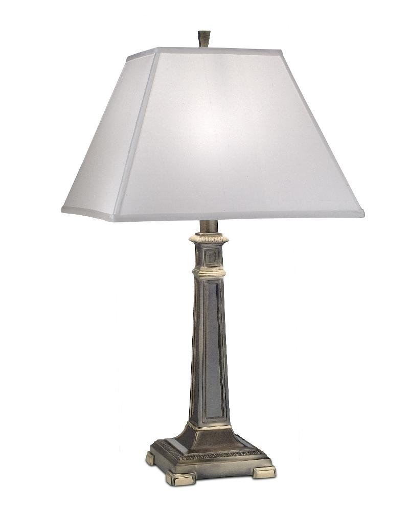 Stiffel-TL-AC2028-AC2026-RB-One Light Table Lamp   Roman Bronze Finish with Off White Silk Shade