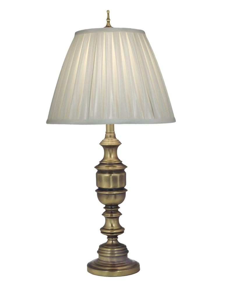 Stiffel-TL-AC9595-AC9893-AB-One Light Table Lamp   Antique Brass Finish with Oyster Silksheen Shade