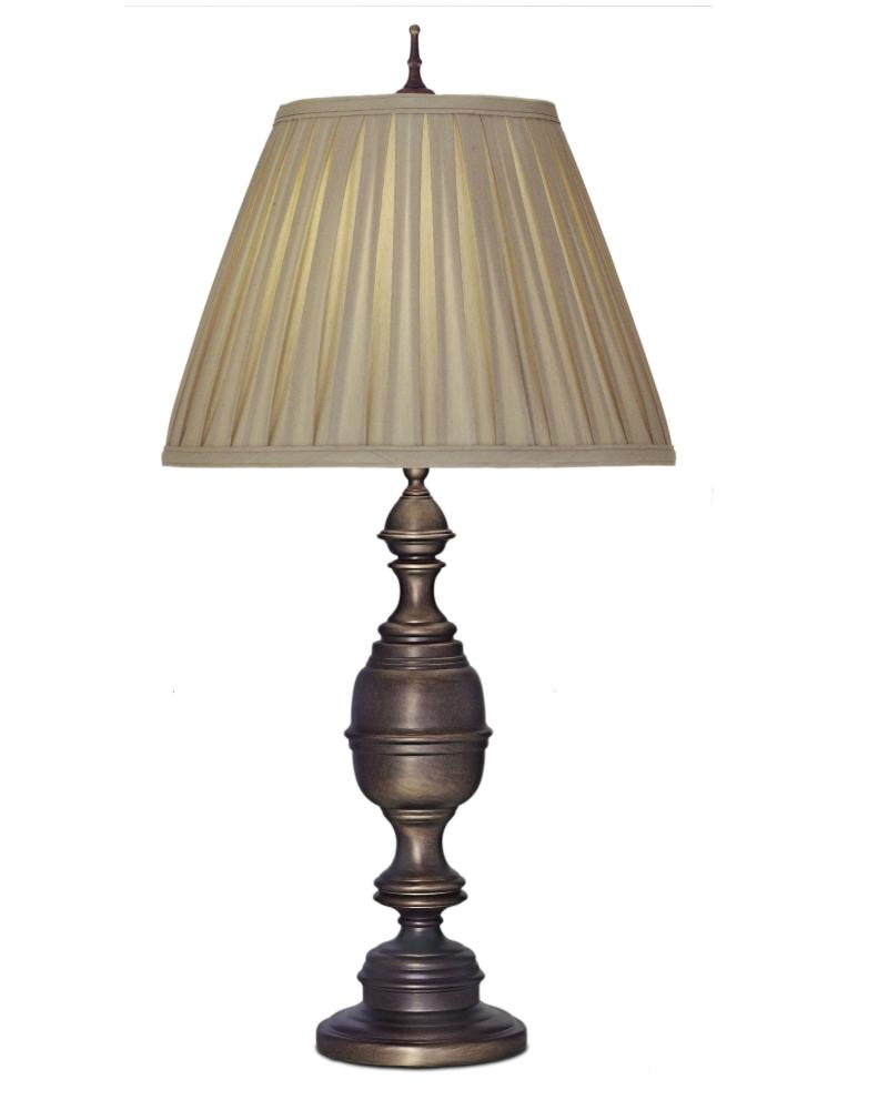 Stiffel-TL-AC9595-AC9894-AOB-One Light Table Lamp   Antique Old Bronze Finish with Croissant Silksheen Shade