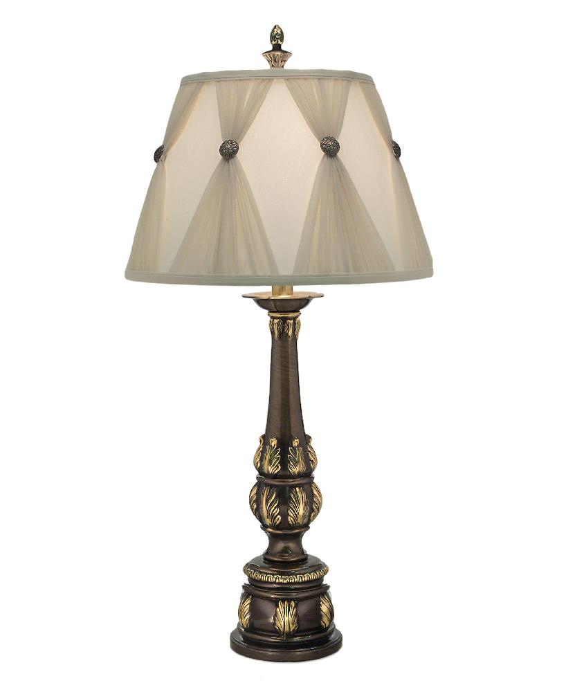 Stiffel-TL-K2054-K683-RB-One Light Table Lamp   Roman Bronze Finish with Champagne Whisper Pleat/Rosettes Shade