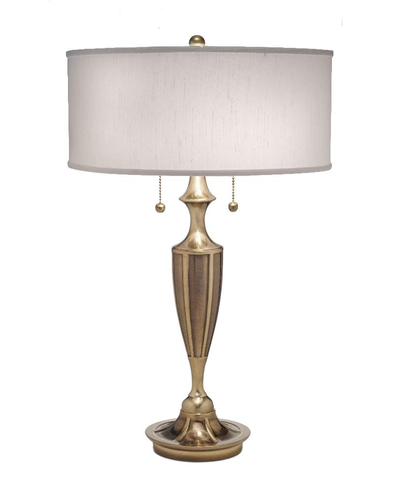 Stiffel-TL-K4023-K3058-BB-One Light Table Lamp   Burnished Brass Finish with Geneva Linen Ash Shade