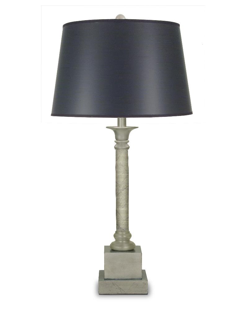 Stiffel-TL-K54-N7685-SL-One Light Table Lamp   Silver Leaf Finish with Black Opaque Silver Shade
