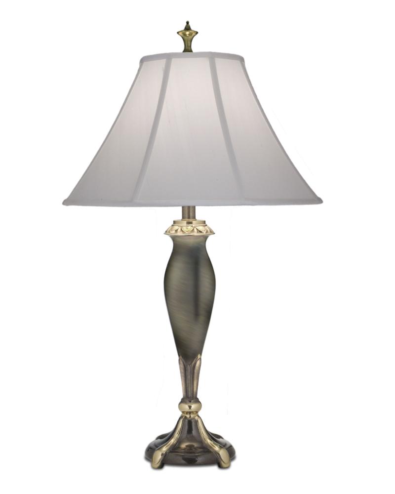Stiffel-TL-N8411-RB-One Light Table Lamp   Antique Brass Finish with Off White Silk Shade