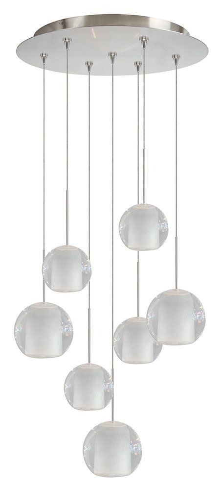 Stone Lighting-CH09609707FRSNL2-Gracie - 20 Inch 21W 7 LED Chandelier Satin Nickel Finish with Frost Glass