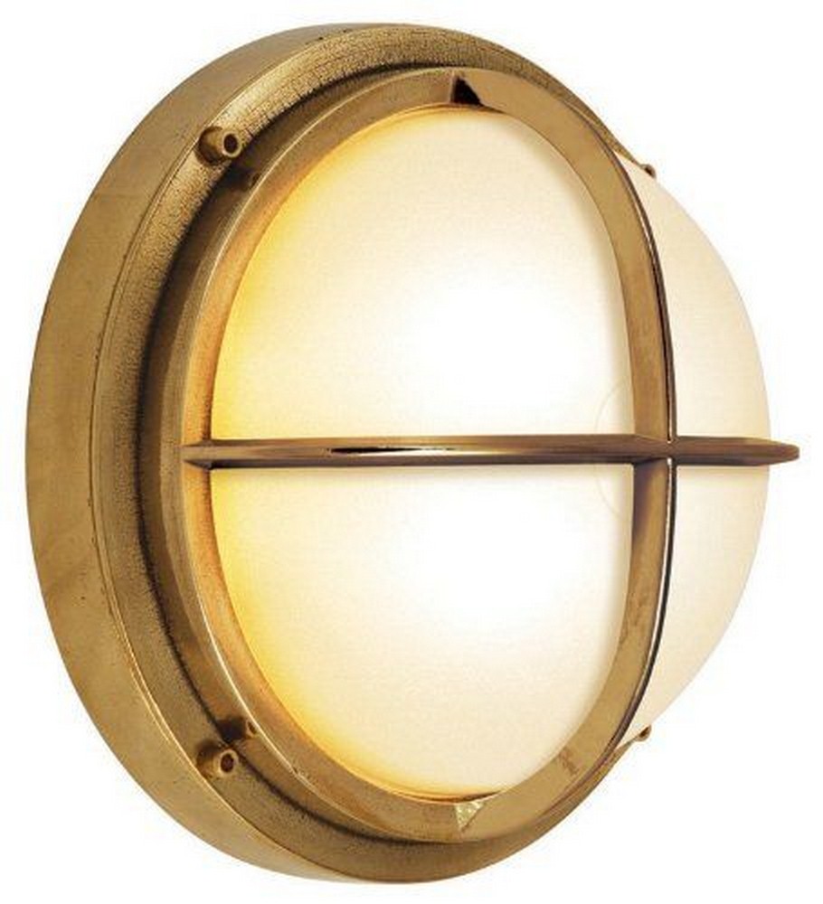 Stone Lighting-WO853BRCF13-Bari Guard - One Light GU24 CFL Outdoor Wall Sconce Brass Frosted Chrome Finish