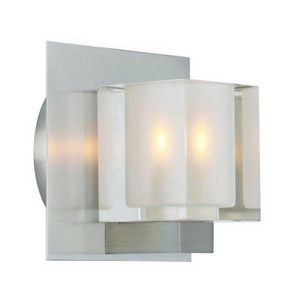 Stone Lighting-WB134CRPNG940-One Light Cube Wall Sconce Polished Nickel Clear Satin Nickel Finish