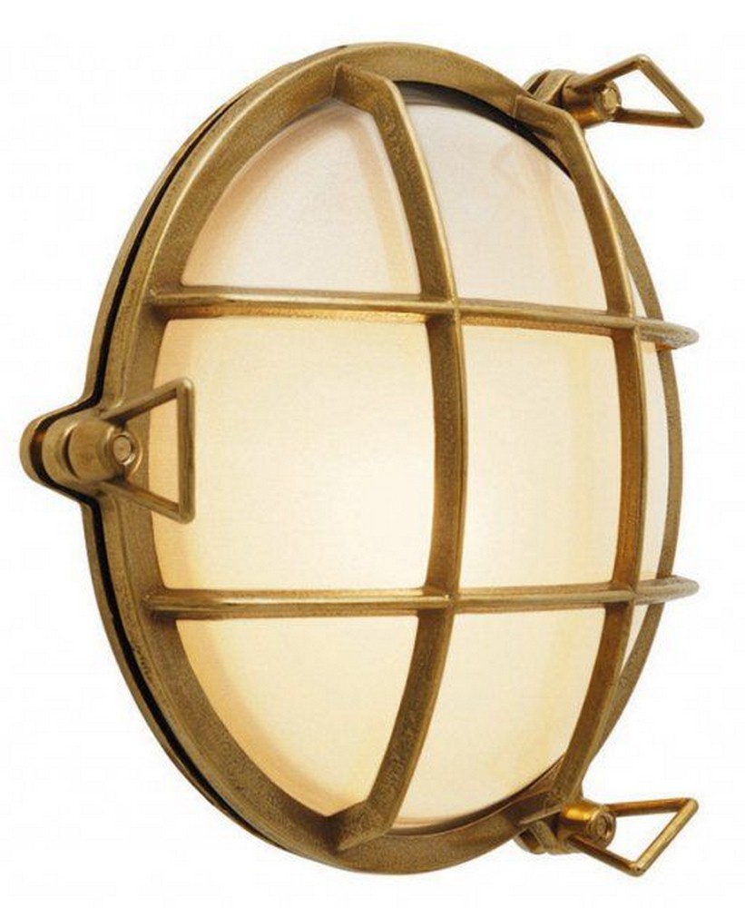 Stone Lighting-WO850BRCF13-Tortuga - One Light 13W Round Outdoor Wall Sconce   Brass Finish