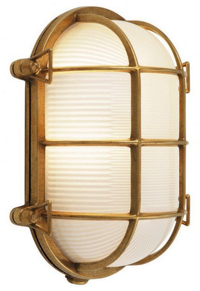 Stone Lighting-WO851BRCF13-Tortuga Ovale - One Light GU24 CFL Outdoor Wall Sconce Brass Frosted Chrome Finish